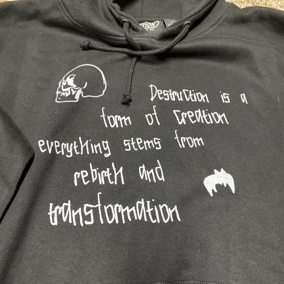 New NWT Massive Action Sweater L Black Hooded Sweatshirt Skate Logo Skateboard - Picture 4 of 8